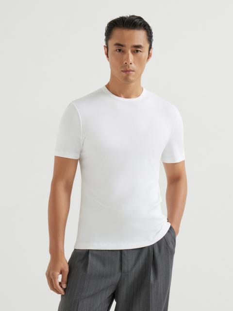 Brunello Cucinelli Stretch cotton and modal ribbed jersey crew neck T-shirt
