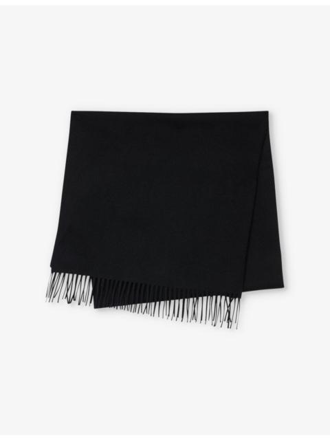 Sandro Fringed-trim wool and cashmere-blend scarf