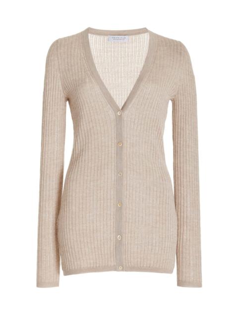 GABRIELA HEARST Emma Pointelle Cardigan in Oatmeal Silk Cashmere