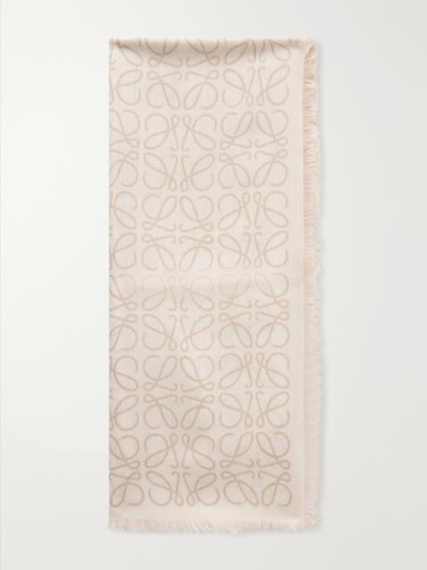Loewe Anagram-intarsia Wool, Silk And Cashmere-blend Scarf