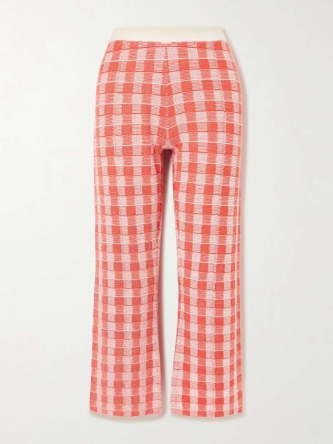GUEST IN RESIDENCE Gingham silk-blend flared pants Red