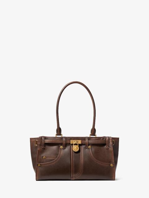 MICHAEL KORS Hamilton Moderne Small Burnished Leather Satchel