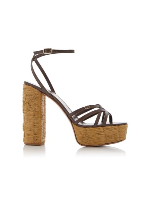 Raflower Raffia Platform Sandals brown