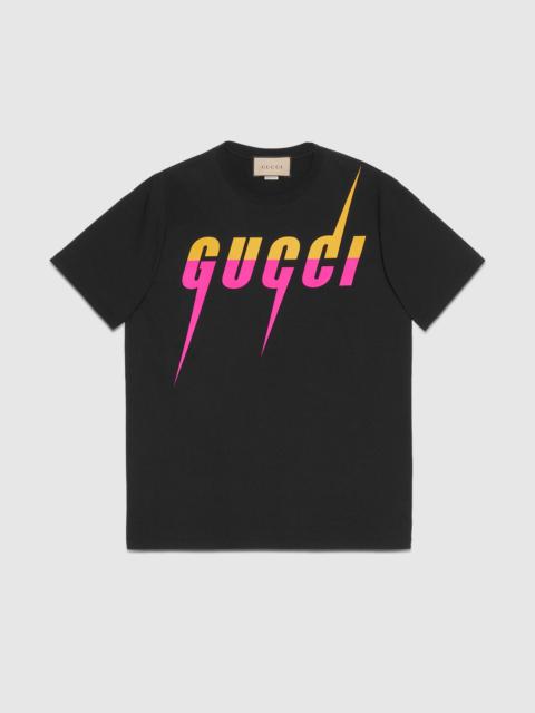 GUCCI Cotton T-shirt with Gucci Blade print