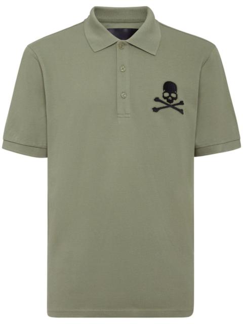 PHILIPP PLEIN Skull & Bones embroidered cotton polo shirt