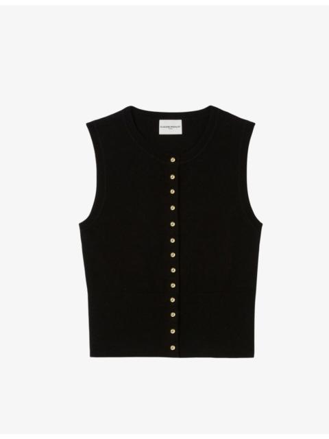 Claudie Pierlot Button-Up Knitted Wool Top