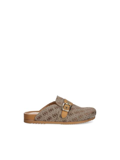 GUESS USA Galavanta 4G monogram buckle mules