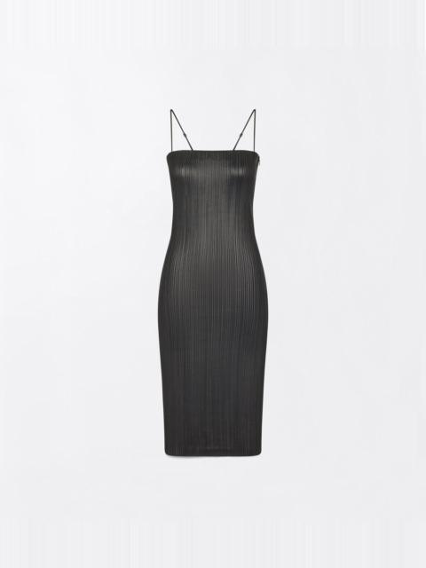 TOM FORD NAPPA LEATHER STRIPES EMBROIDERY ON JERSEY TUBE DRESS