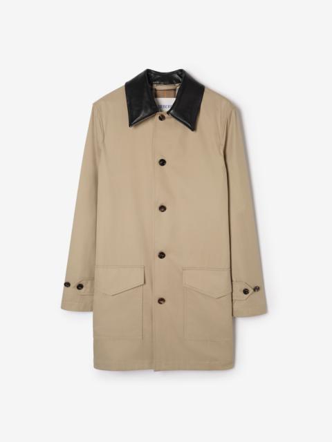 Burberry Mid-length Leather Collar Meadowbank Car Coat