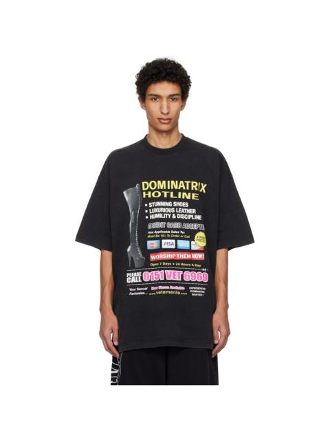 VETEMENTS Black Oversized 'Dominatrix Hotline' T-shirt