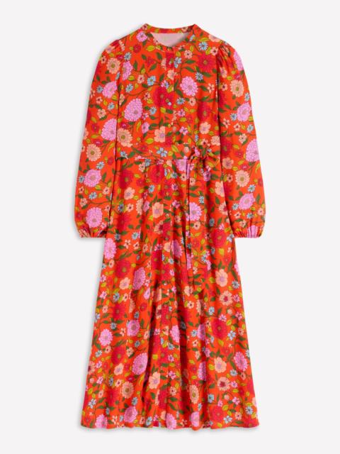 BODEN Mae Occasion Maxi Shirt Dress-Firecracker Red, Dahlia Trail