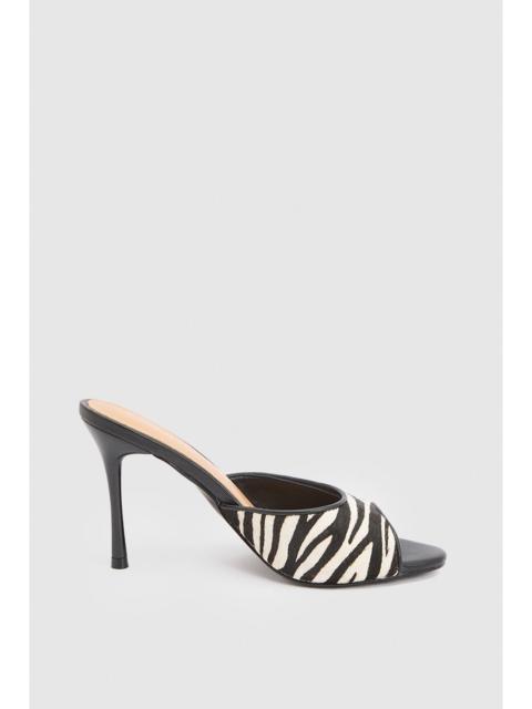 KAREN MILLEN Leather Pony Skin Print Peep Toe Mule