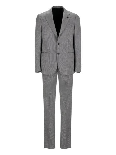 LARDINI notched houndstooth suit