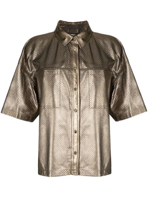 Brunello Cucinelli perforated suede shirt jacket