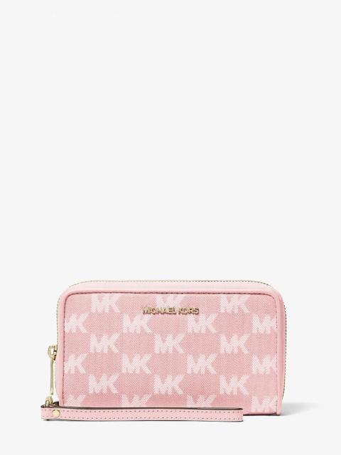 MICHAEL KORS Jet Set Travel Large Logo Jacquard Denim Smartphone Wallet