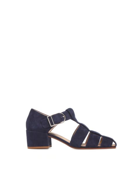 GABRIELA HEARST Lyle Block Heel Pump Sandal in Electric Navy Suede