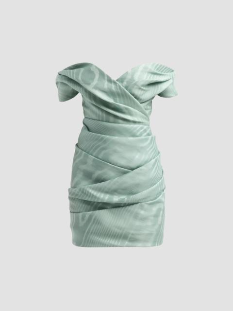 Oscar de la Renta Women's Draped Moire Silk Gazar Off-the-Shoulder Cocktail Dress - Dark Sage