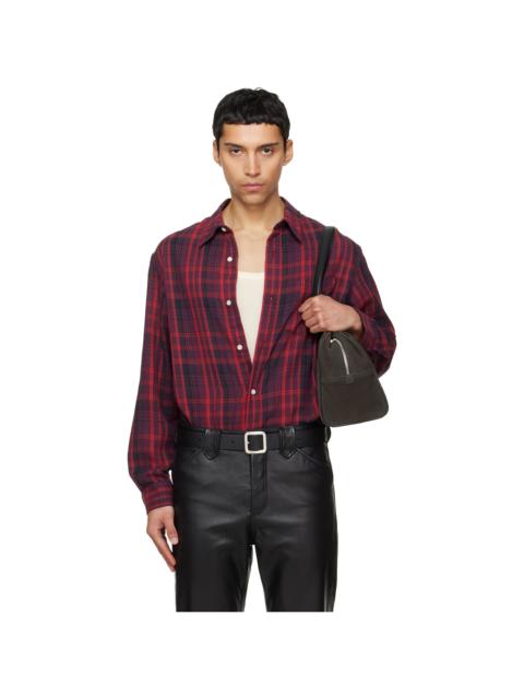 Tonywack Red Washed Cotton Blend Check Shirt