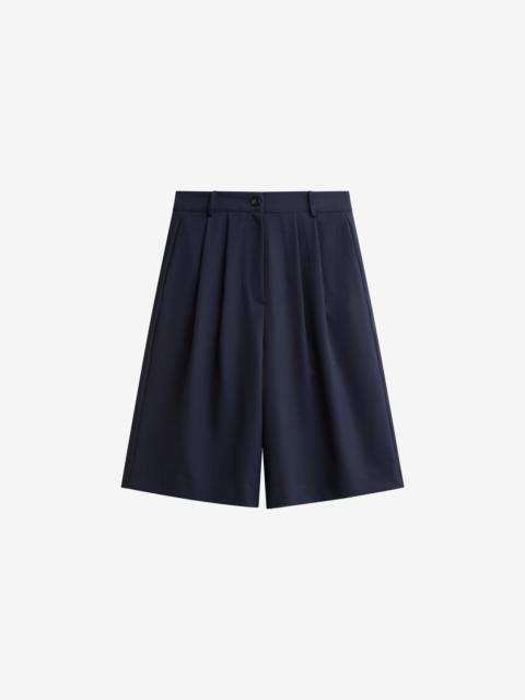 The Frankie Shop Martel Pleated Bermuda Shorts - Navy