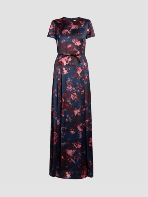 Erdem FLORAL DUCHESS SHORT SLEEVE GOWN