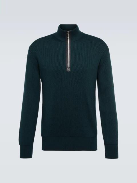 Half-zip wool and silk sweater