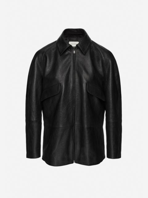 MAGDA BUTRYM Overshirt zipped leather jacket in black