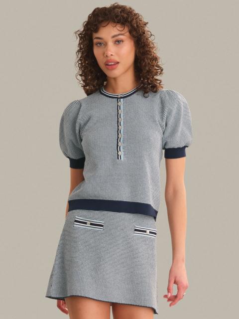 525 america Grayson Tweed Like Puff Sleeve Henley