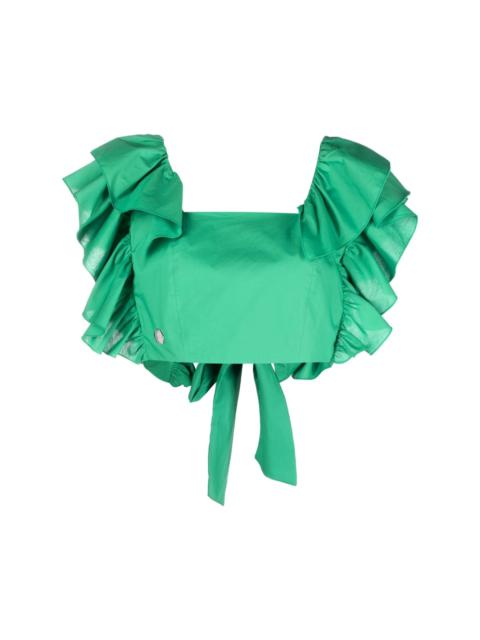 Volant ruffled cropped top