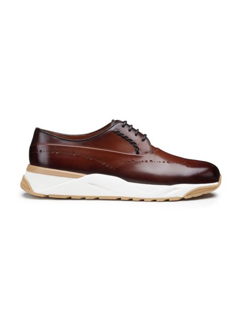 Men's brown leather Derby brogue lace-up