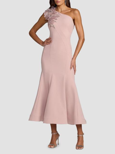 MAC DUGGAL Women's One-Shoulder Neckline Crepe Trumpet Midi-Dress - Rose