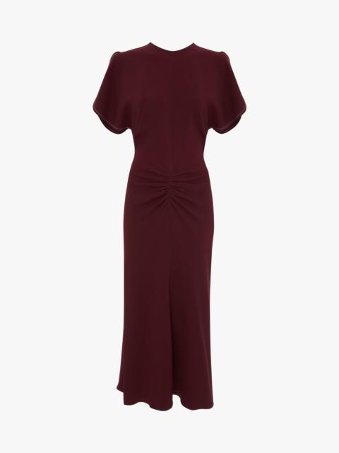 Victoria Beckham Bela Midi Dress In Burgundy