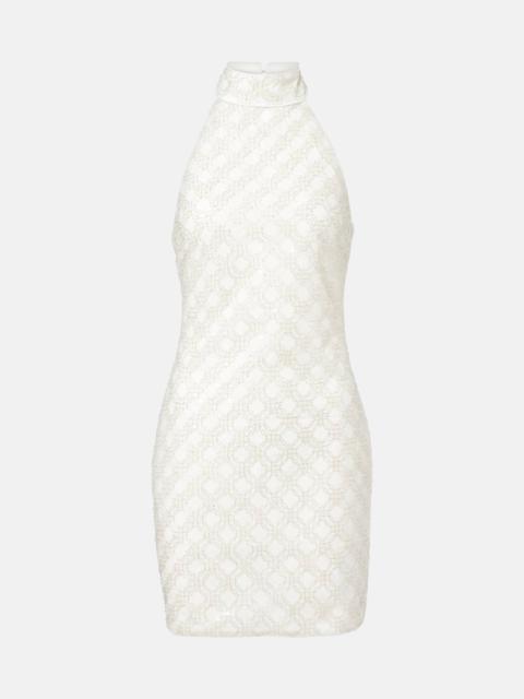 ROTATE Embellished halterneck minidress