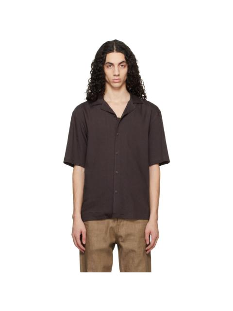 BOSS Brown Short-Sleeve Linen Shirt