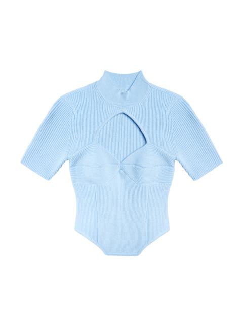 Fleur du Mal Short Sleeve Corset Knit Top