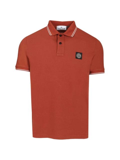 Stone Island logo patch slim polo shirt