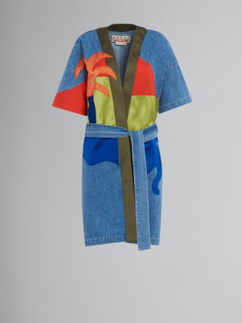 Marni MARNI X NO VACANCY INN - BLUE CHAMBRAY LIGHT COAT WITH EMBROIDERY