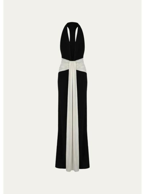 THE NEW ARRIVALS ILKYAZ OZEL Siwa Plunging Draped Maxi Dress