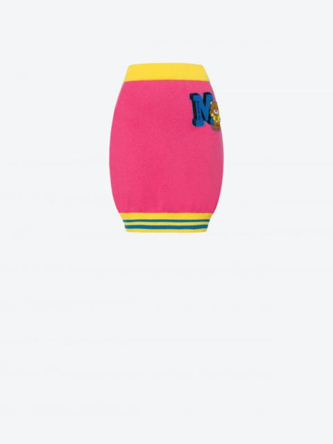 Moschino VARSITY TEDDY BEAR KNIT MINI SKIRT