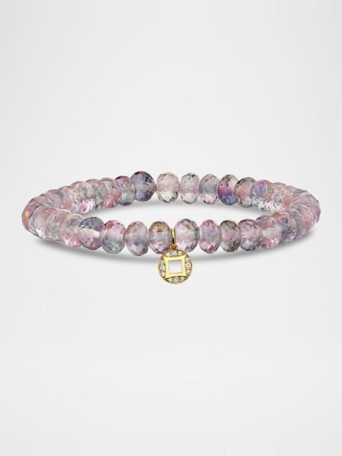 SYDNEY EVAN Diamond Lucky Charm Mystic Rainbow Quartz Bead Bracelet