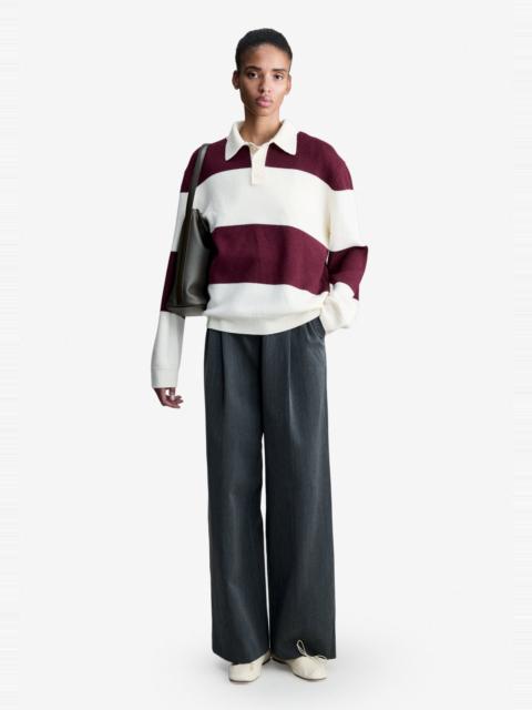 A.P.C. LUIS POLO - WHITE AND BURGUNDY WOOL RUGBY POLO SHIRT