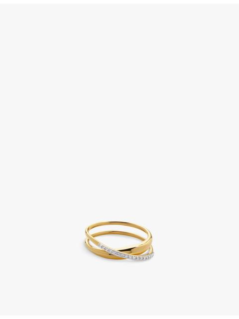 MONICA VINADER Nura Wrap 18ct yellow gold-plated vermeil sterling-silver and 0.108ct brilliant-cut lab-grown diamon