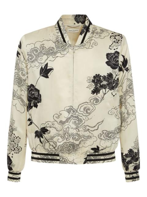SAINT LAURENT floral-print bomber jacket