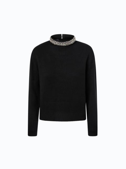 PINKO WOOL-BLEND SWEATER WITH JEWEL COLLAR