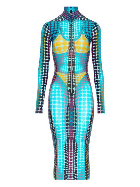 Jean Paul Gaultier Jean Paul Gaultier High-neck Dots-print Midi Dress