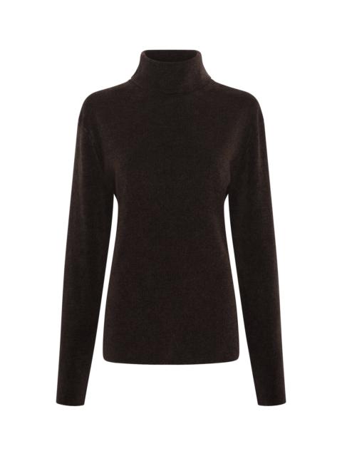 GABRIELA HEARST Almoner Knit Turtleneck Sweater in Chocolate Silk
