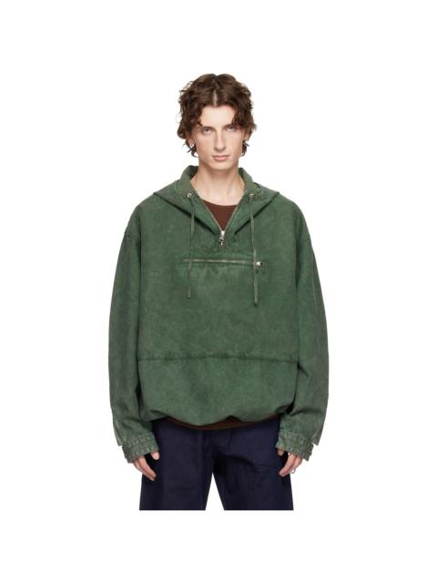 JW Anderson Green Garment-Dyed Anorak Jacket
