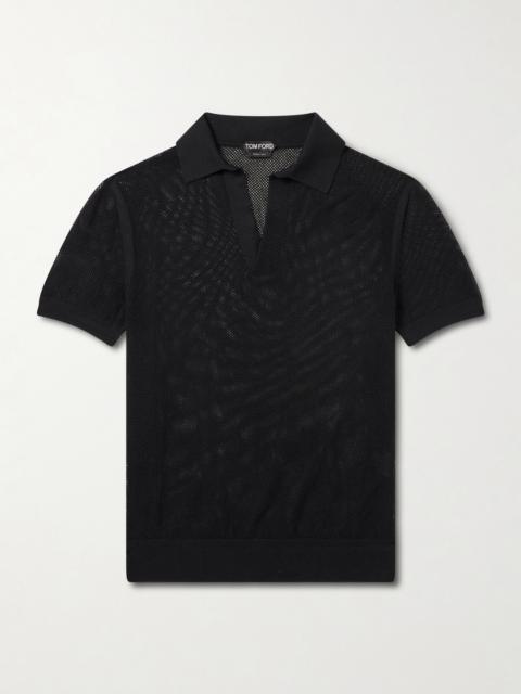 TOM FORD Open-Knit Sea Island Cotton and Silk-Blend Polo Shirt