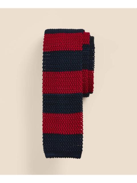 Brooks Brothers Wool-Silk Textured Rugby-Stripe Knit Tie
