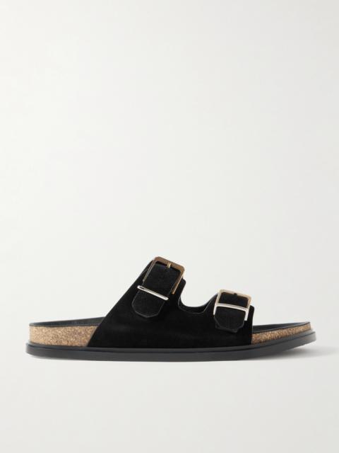 The Row Buckled Suede Slides