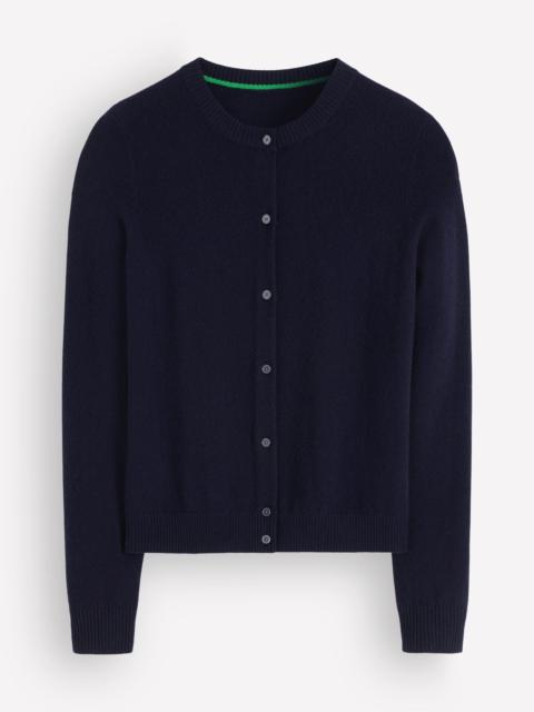 BODEN Elsie Cashmere Crew Cardigan-Navy